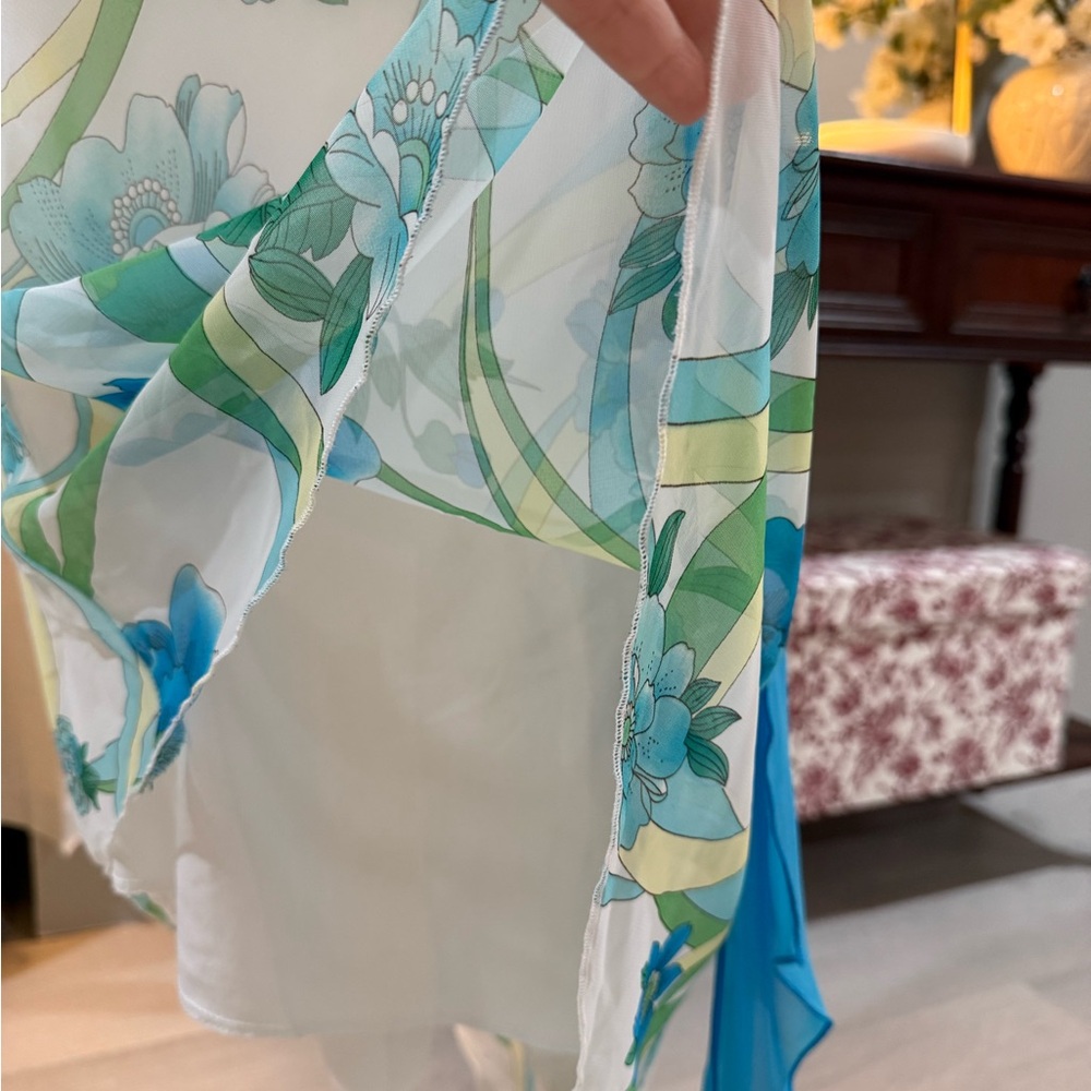 Y2K XOXO Asymmetrical Dress with Blue Floral Design - Picture 5 of 6